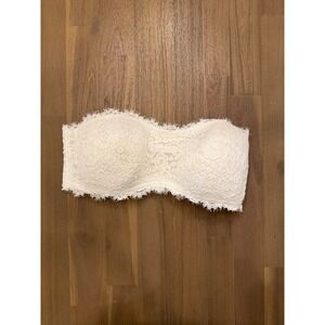 Aerie Lace Bandeau Bra White Strapless Bralette Wireless Soft Lingerie